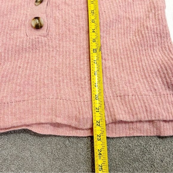 Madewell Ribbed Lyle Henley Size Medium Sweater Watermelon Sugar Pink Merino Woo - Picture 16 of 16